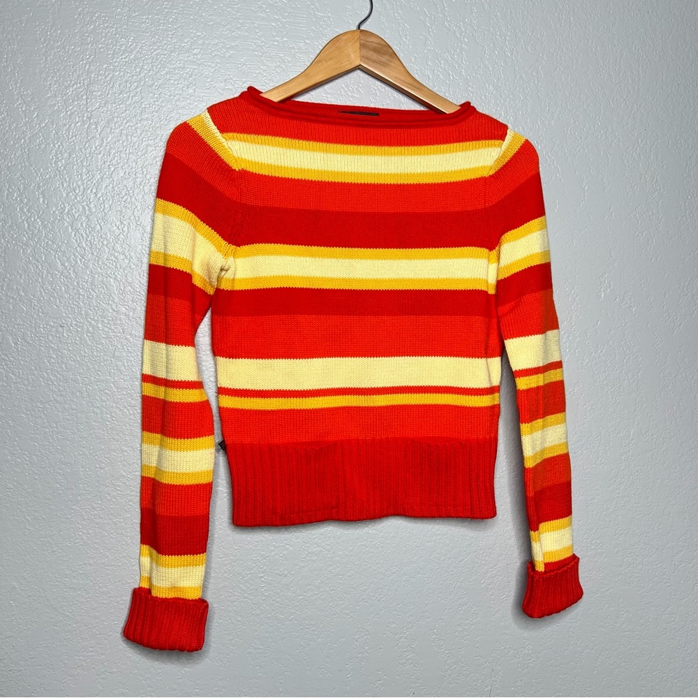 Ralph Lauren Red, Yellow & Cream Striped Crewneck Sweater